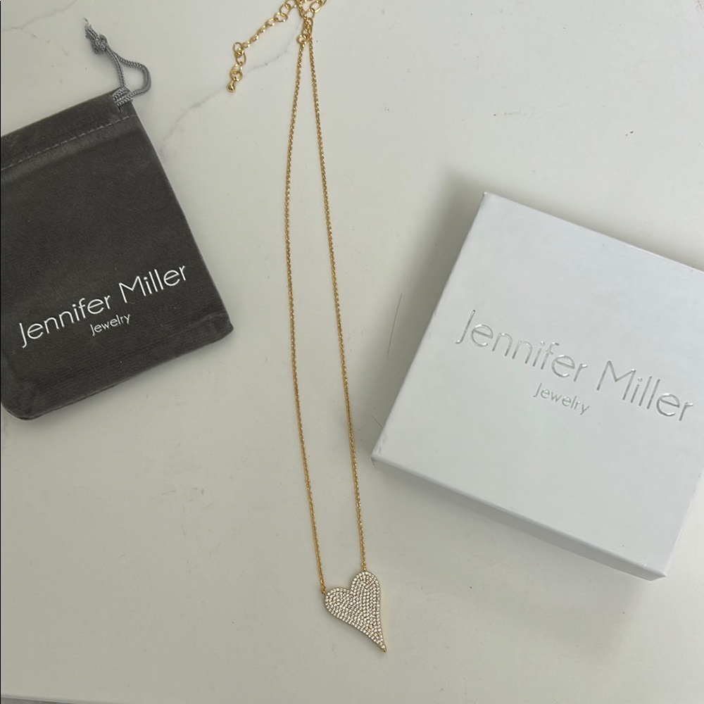 Gold Heart Pavé Pendant Necklace